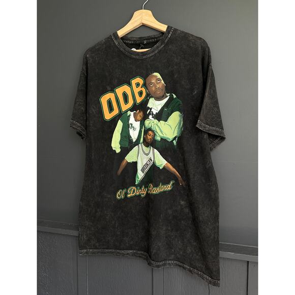 ODB Black Acid Wash Crewneck 90s Rapper Graphic Tee NEW Size Medium - Picture 6 of 9